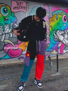 Aelfric Eden “Back to 90's” patchwork color block corduroy trousers
