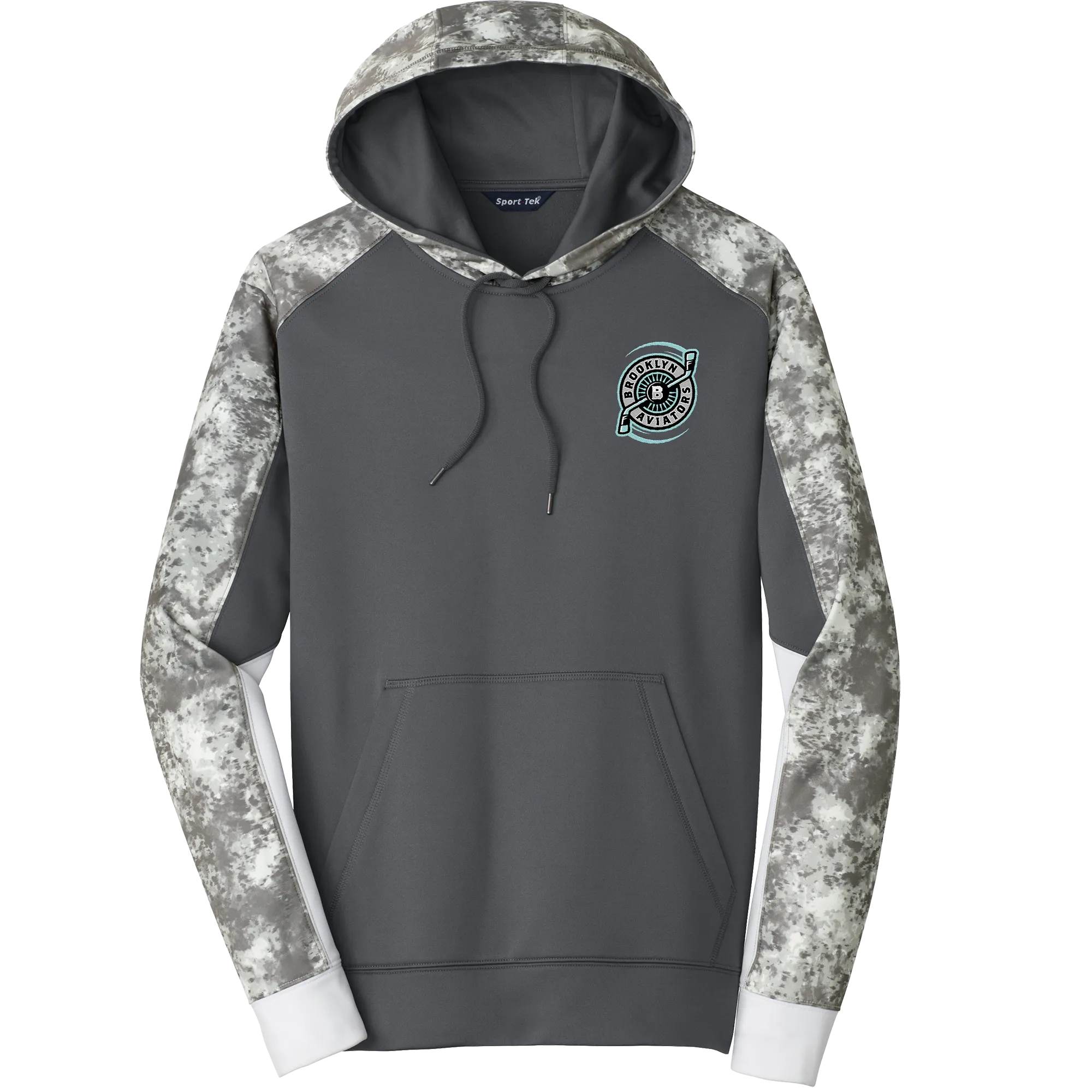 Brooklyn Aviators Sport-Wick Mineral Freeze Fleece Colorblock Hooded Pullover