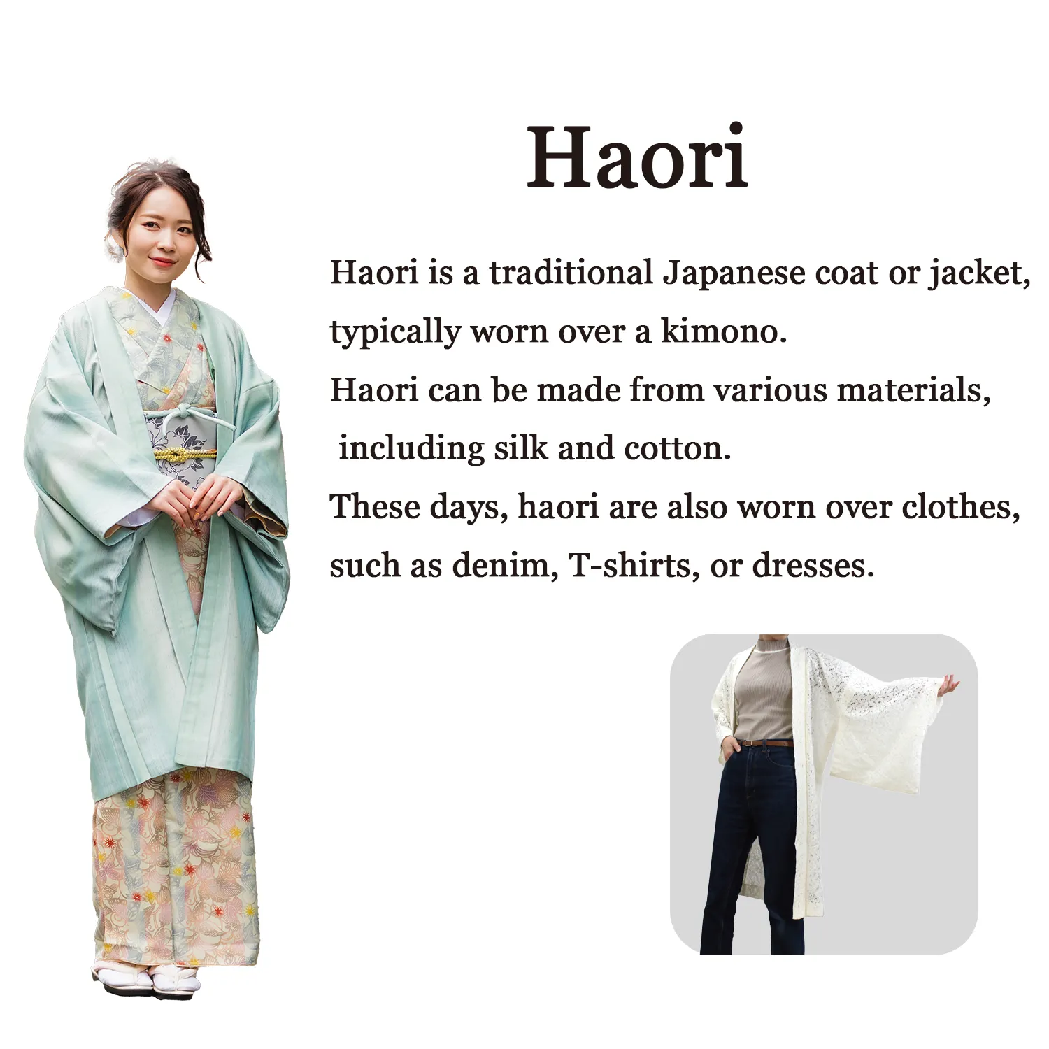Gender-Neutral Vintage Haori Jacket ,Transparent blue ground with hail and yellow leaves.