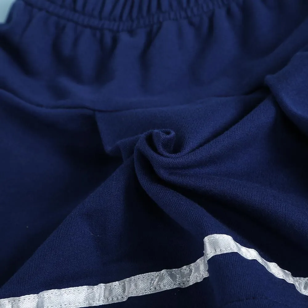 Girls Navy Collar Top & Pleated Skirt