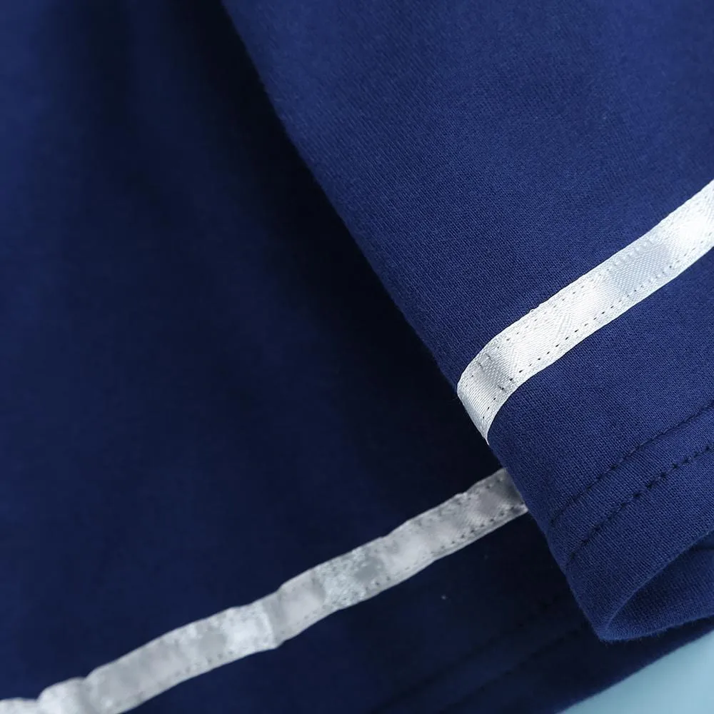Girls Navy Collar Top & Pleated Skirt
