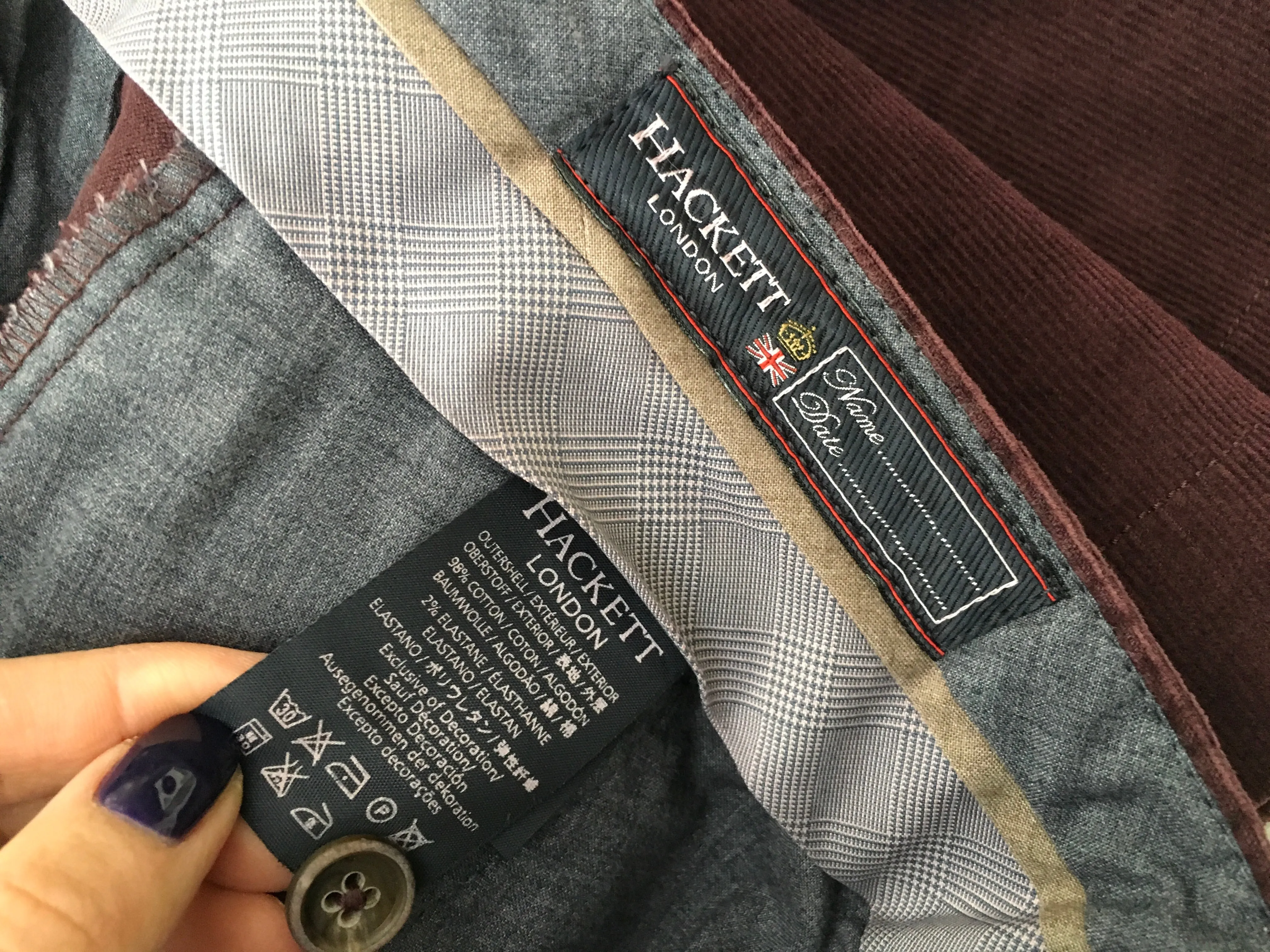 HACKETT LONDON MENS SANDERSON ASHBY WINE CORDUROY CORDS TROUSERS PANTS Men