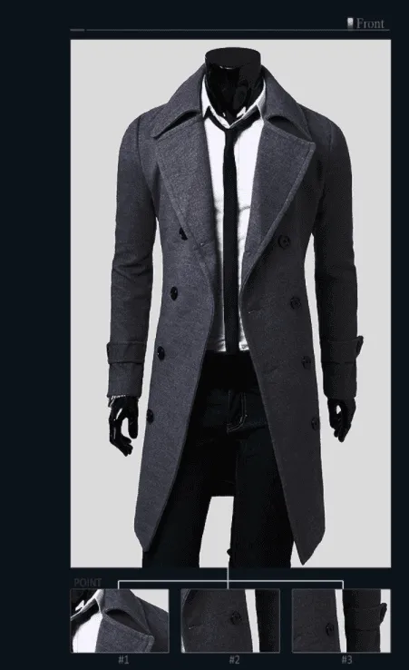 Long Aesthetic Trench Coat For Men