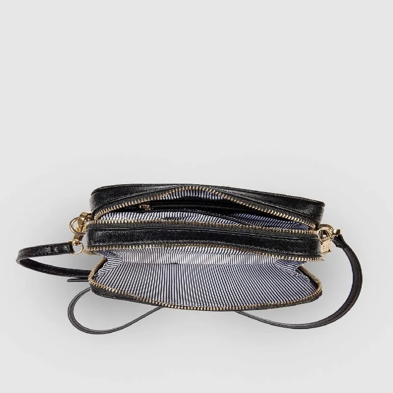 Louenhide - Cassidy Lizard Crossbody Bag - Black