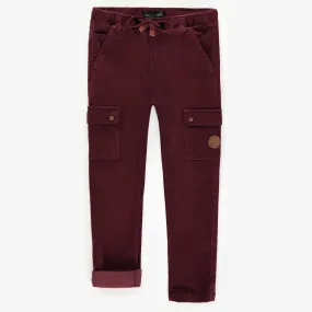 Pantalon bourgogne en velours côtelé, enfant || Burgundy corduroy pants, child