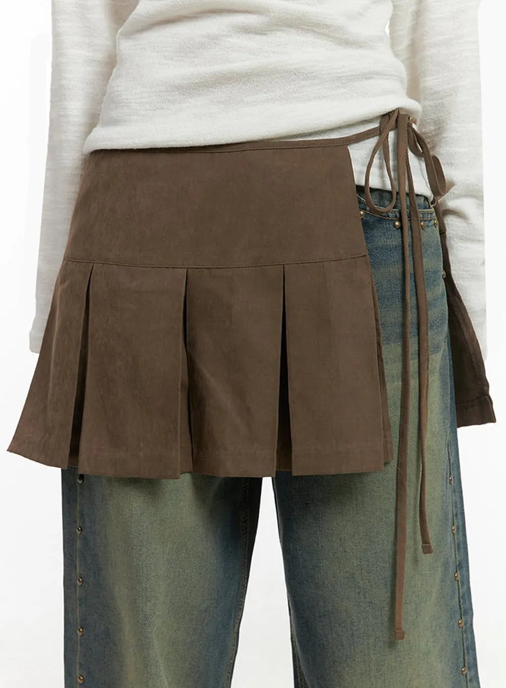 Pleated Strap Mini Skirt IO409