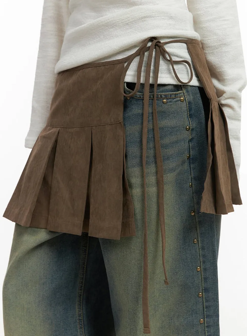 Pleated Strap Mini Skirt IO409