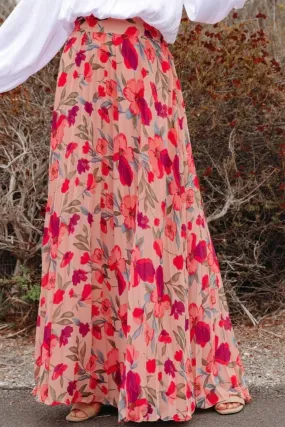 Printed Pleated Maxi Skirt