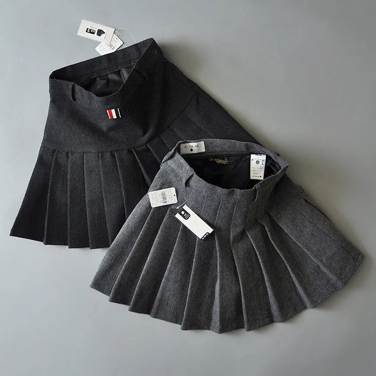 Slim Fit Winter Woolen mini skirt Tennis Pleated Skirt college style Warm Safety Pants