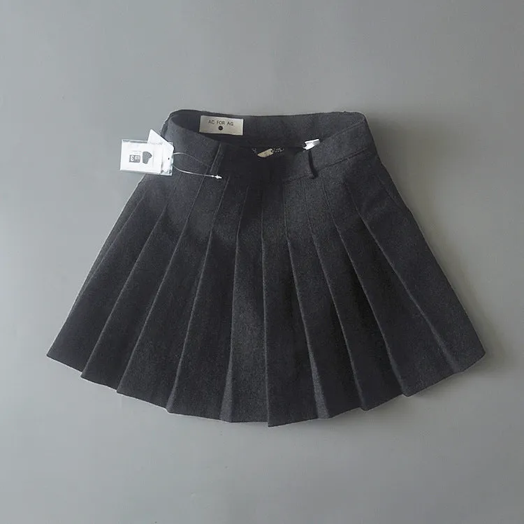 Slim Fit Winter Woolen mini skirt Tennis Pleated Skirt college style Warm Safety Pants