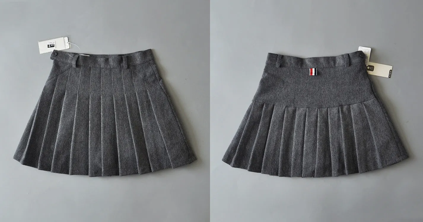 Slim Fit Winter Woolen mini skirt Tennis Pleated Skirt college style Warm Safety Pants