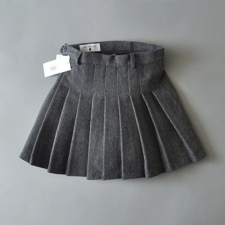 Slim Fit Winter Woolen mini skirt Tennis Pleated Skirt college style Warm Safety Pants