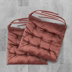 Velvet Slip Free Tufted  Chair Cushion Mauve 40x40cm - Pack of 2